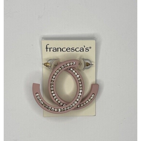 Francesca’s Cher Crystal Hoop Earrings - Picture 3 of 4